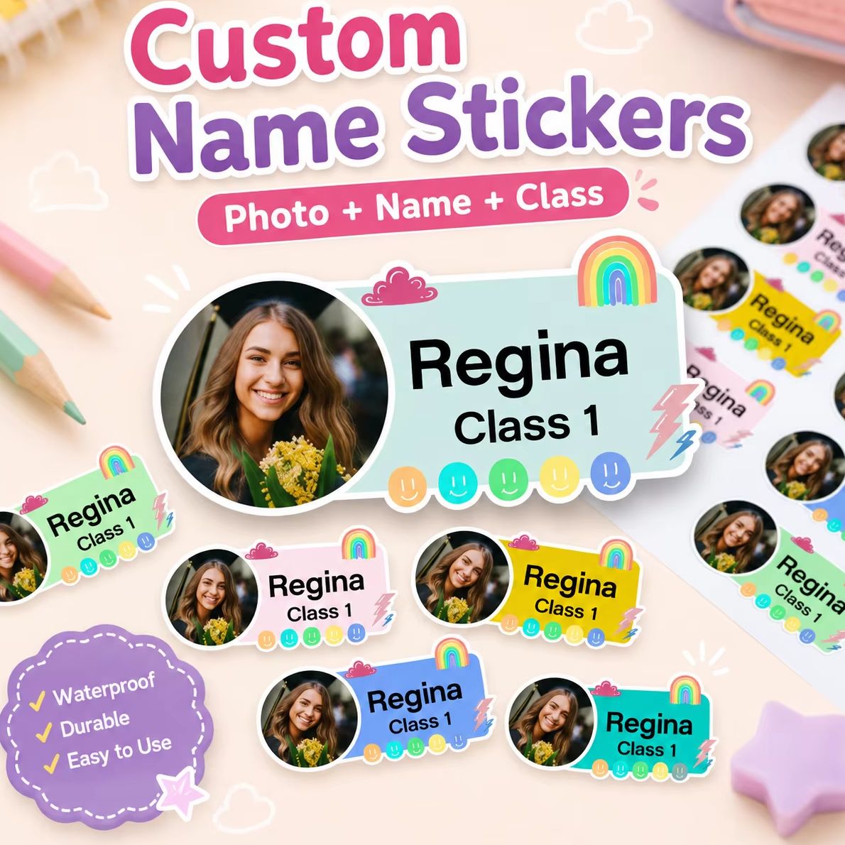 Custom Photo Book - Stiker label foto personalisasi Stiker nama