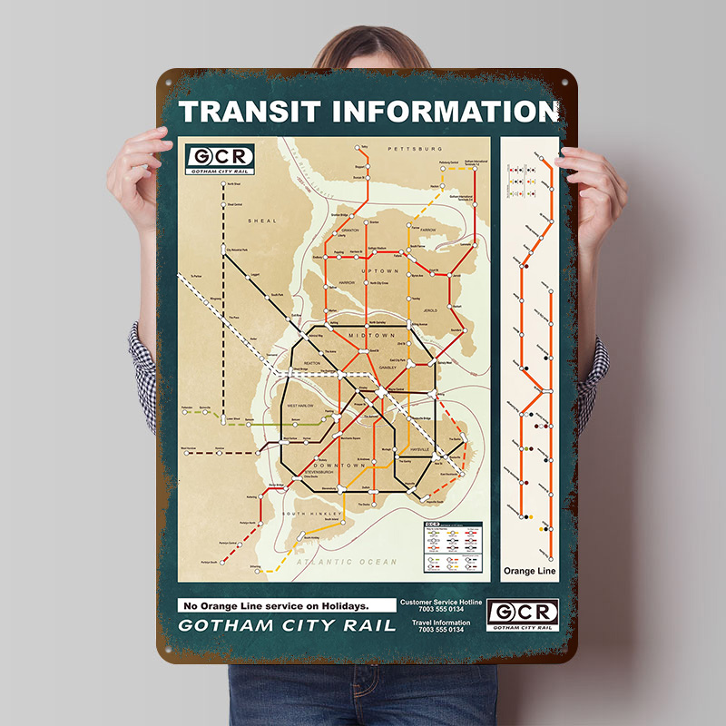 Custom Map Poster - Poster Cetak Peta Kota Gotham Seni