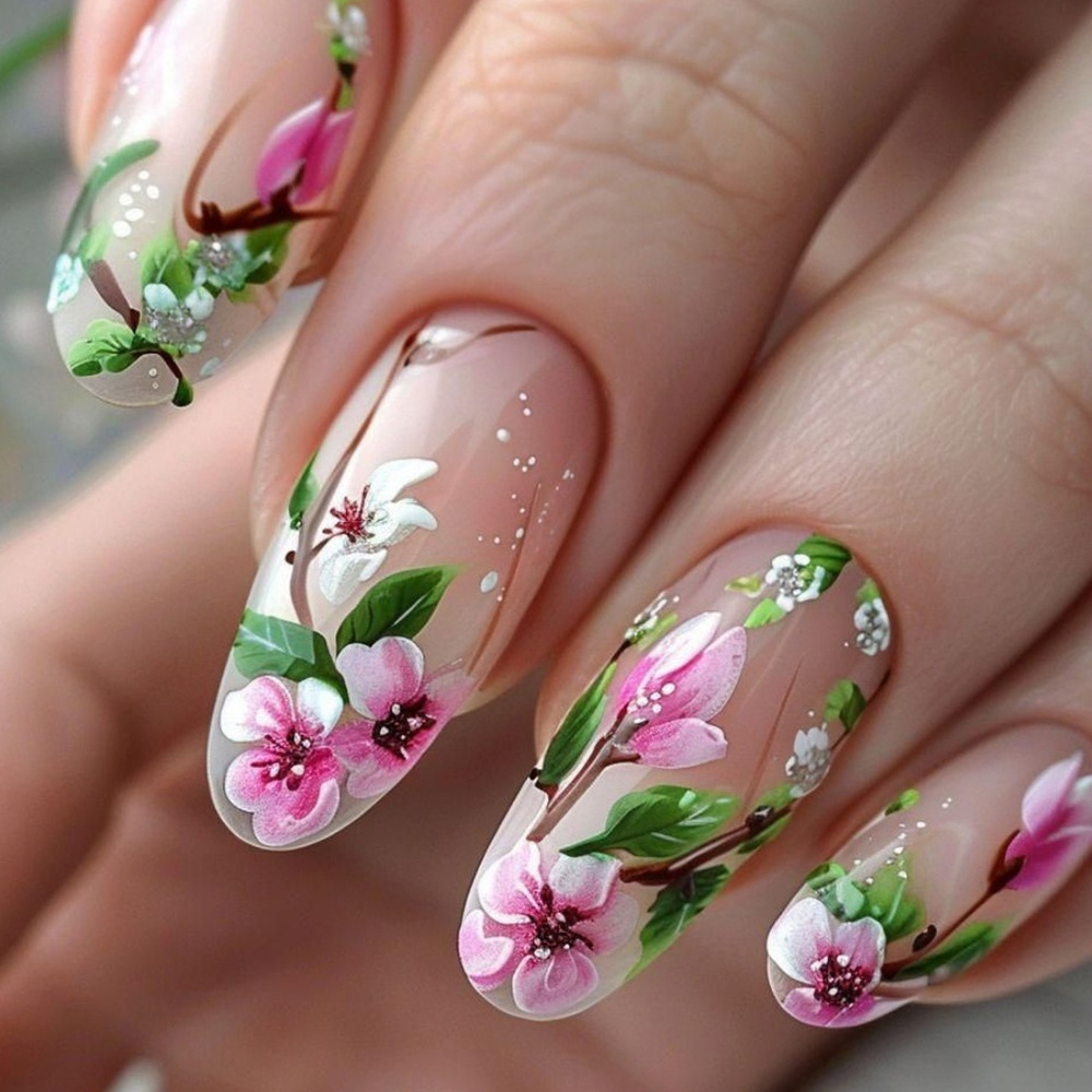 Kuku palsu bunga 3D tekan Almo - Pressed Flower Art ulasan dan harga