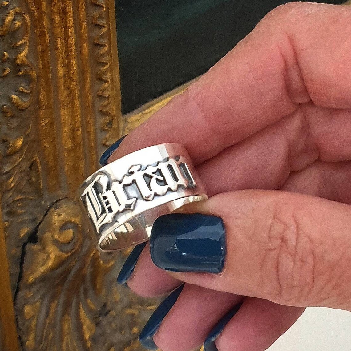 Cincin Gotik Pria 12MM Cincin  - Initial Ring Custom ulasan dan harga